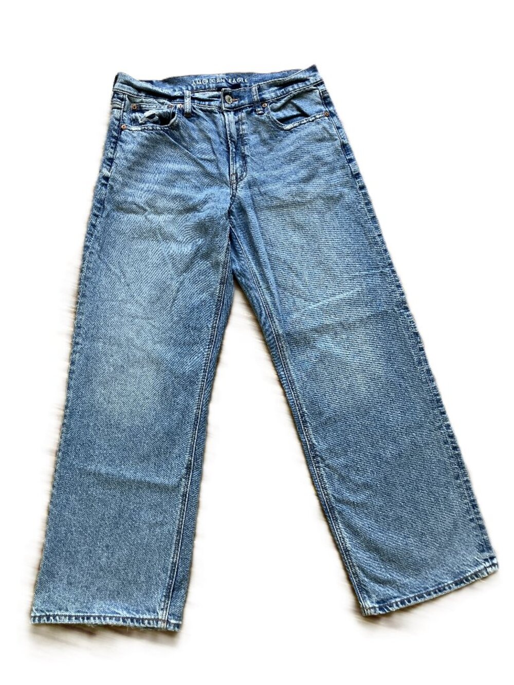 American Eagle Strigid Jeans Straight Leg Light Wash Denim Women's 6 Reg